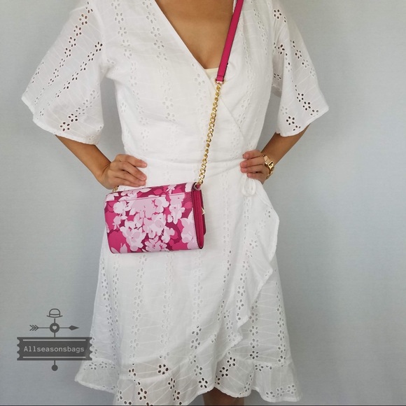 NWT Michael Kors Jet set granita pink crossbody - Picture 5 of 8